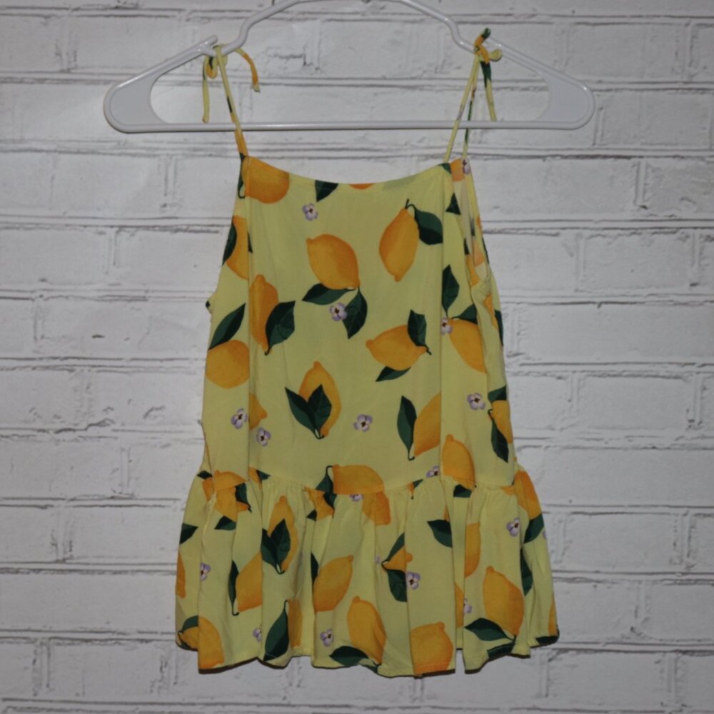 🍋 H&M Girls Lemon‑Print Sleeveless Top · Size US 18 (13–14Y)